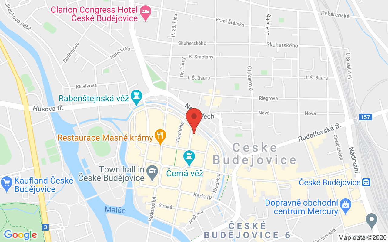 Map to U Černé věže 22, České Budějovice, 37001